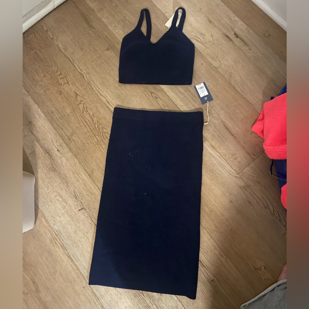 NWT Universal Thread KNIT navy blue sweater tank and midi skirt Set